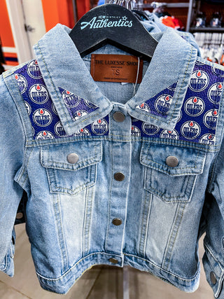 Custom Youth Official Oilers Collab Denim Jacket #02