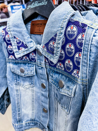 Custom Youth Official Oilers Collab Denim Jacket #02